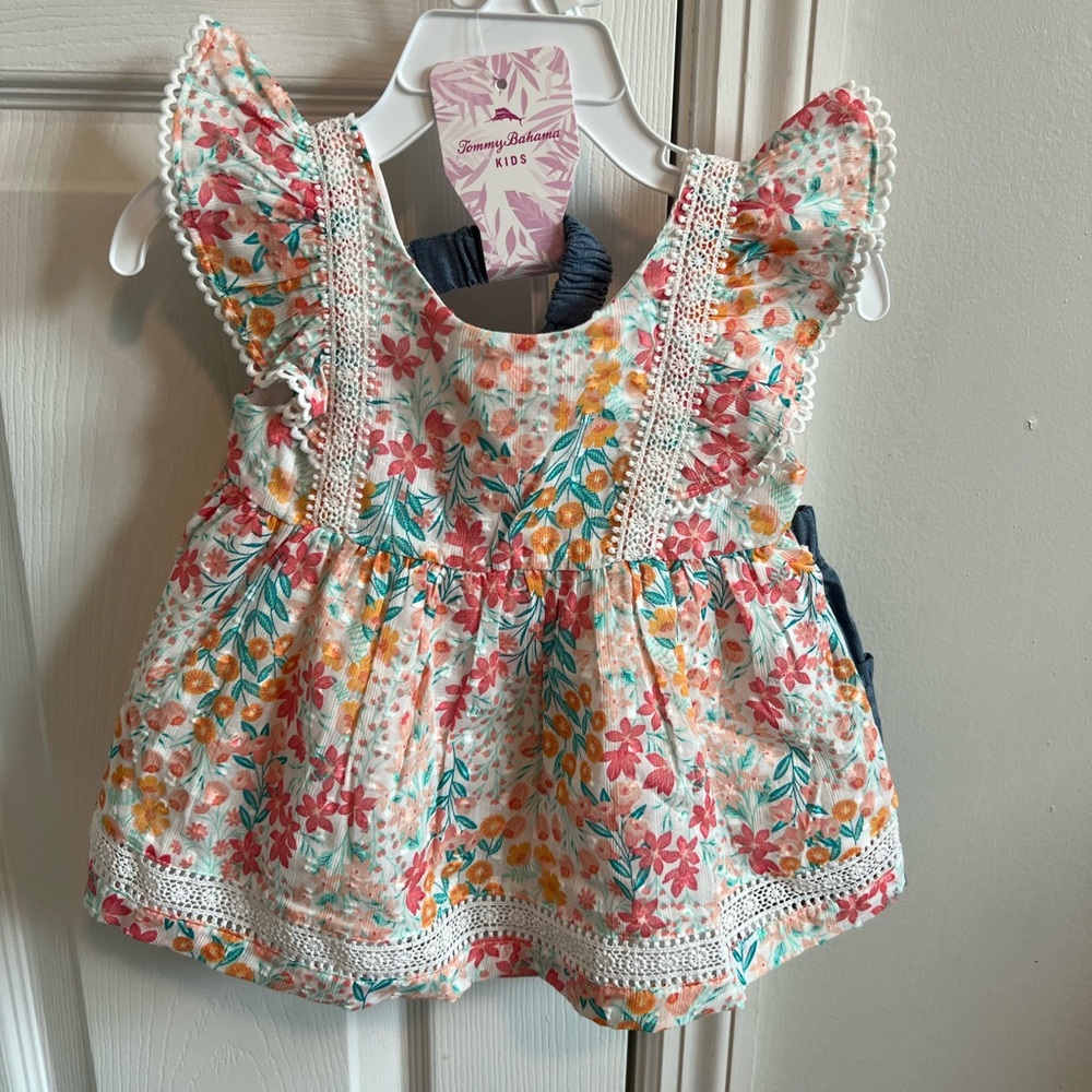 NWOT Tommy Bahama Kids 18M Top, Short and Headband Set